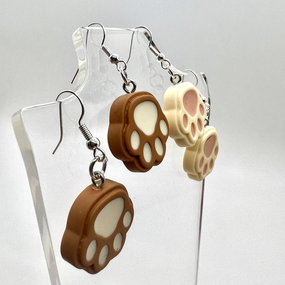 Paw Print Earrings - Puppy Dog Earrings - Cat Earrings - Cottagecore Earrings - Picture 7 of 10